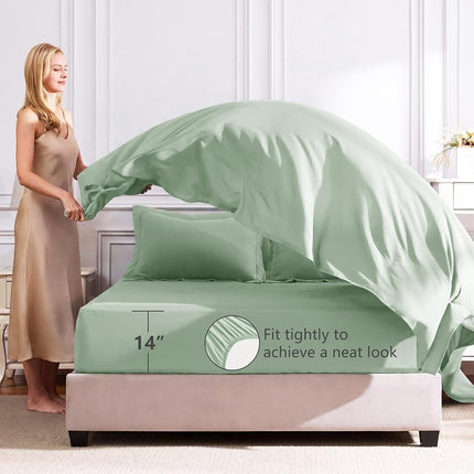 CozyLux Queen Comforter Set Sage Green - Bed in a Bag Queen Size 7 Pieces, Luxury Soft Bed Set for All Seasons, Bedding Set with Down Alternative Comforter, Sheets, Pillowcases & Shams