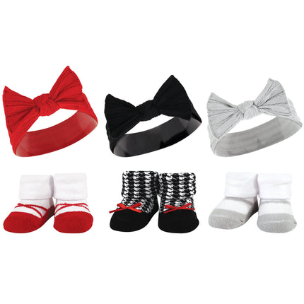 Hudson Baby Girl's Headband and Socks Giftset, Red