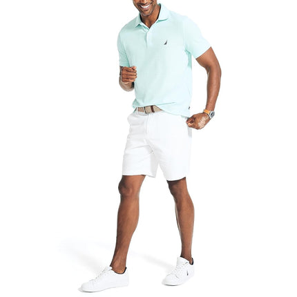 Nautica Men's Classic Fit Flat Front Stretch Solid Chino Deck Short Casual, Bright White, 35 8.5