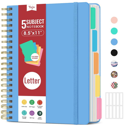Taja Spiral Notebooks for Work 5 Subject Notebook 