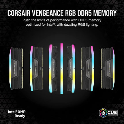 CORSAIR VENGEANCE RGB DDR5 RAM 32GB (2x16GB) Up to 6400MHz CL36-48-48-104 1.35V Intel XMP 3.0 Desktop Computer Memory - Black (CMH32GX5M2B6400C36)