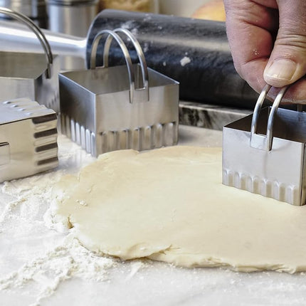 RSVP Endurance Square Biscuit Cutters, Rippled, Set of 4