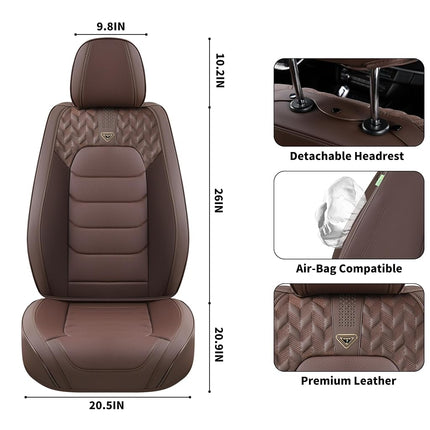 FLORICH Car Seat Covers, Leather Seat Covers, Front Seat Covers 2PCS,Waterproof Car Seat Protector, Auto Driver Seat Covers Accessories Fit for Most SUV Trucks(Coffee, Front Pair)