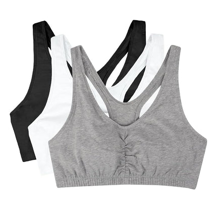 Fruit of the Loom Women'sShirred Front Racerback, White/Black Hue/Heather Grey, Size 42(Pack of 3)