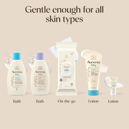 Aveeno Baby Welcome Little One Gift Basket, Baby Skincare Set with Baby Body Wash & Shampoo, Calming Bath Wash, All Over Baby Wipes, & Daily Moisturizing Lotion, 4 Piece Set
