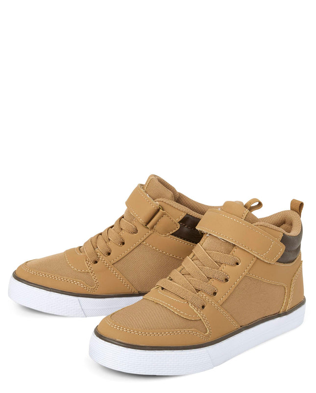 The Children's Place Baskets montantes décontractées à lacets pour bébé garçon, Tan, 10 US Tout-petit