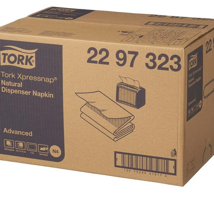 Tork Xpressnap Natural Dispenser Napkin N4, Recycled 1-ply, 21.6cm x 33cm, 12 Packs x 500 Napkins, 2297323