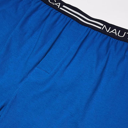 Nautica Men's Classic Cotton Loose Knit Boxer Shorts, Peacoat/Aero Blue/Sea Cobalt-4 Pack, Medium
