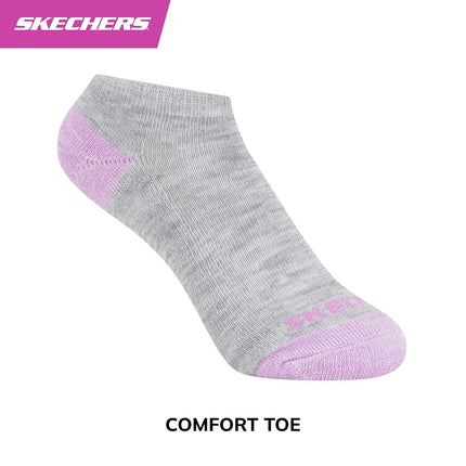Skechers Girls' 10-Pack Performance No Show Socks, Everyday Wear for Kids, Soft & Comfort-fit, Light Grey Heather Multicolor, 7-8.5