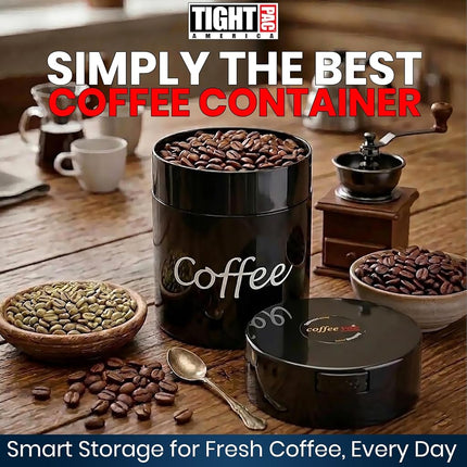 Coffeevac 1/2 LB – Patented Airtight Container | Multi-use Vacuum Container Works as Smell Proof Containers for Ground Coffee and Coffee Bean Containers. Black with Logo