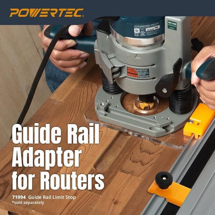 POWERTEC 72017 Router Guide Rail Adapter for Bosch 1617 Plunge Router - Compatible with Powertec, Makita, Festool, Milwaukee, Kreg ACS, Wen, Triton, and Ridgid Track Saw Guide Rails