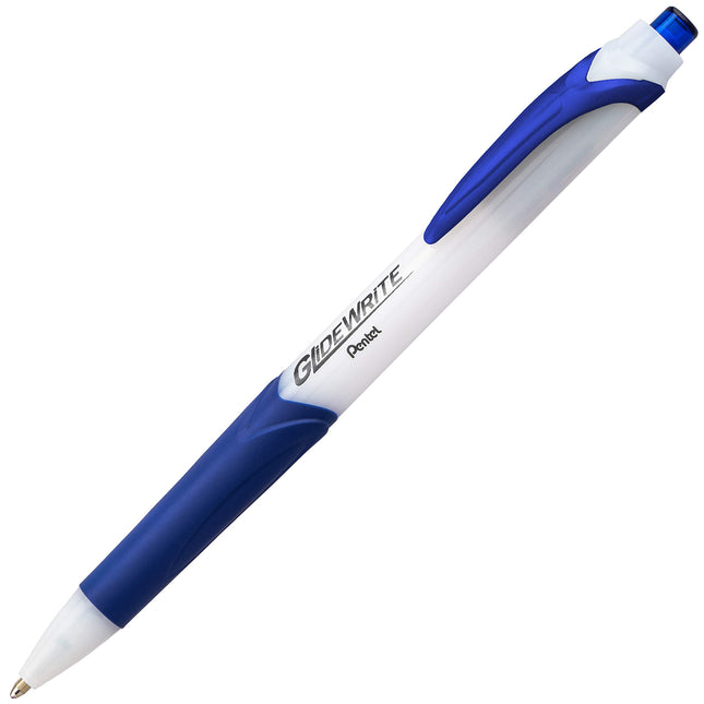 Pentel GlideWrite Ballpoint Pen with TechniFlo Ink, (1.0mm) Medium Line, Blue Ink, 6-Pk