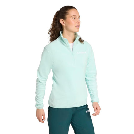 adidas Women's Terrex Multi Essentials Half Zip Fleece Jacket, semi flash aqua, XS