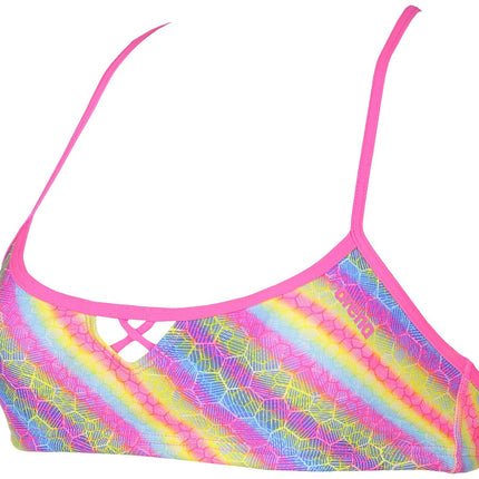 ARENA Women's Rulebreaker BE Bandeau Bikini Athletic Sport Swim Top, Paparazzi, Large