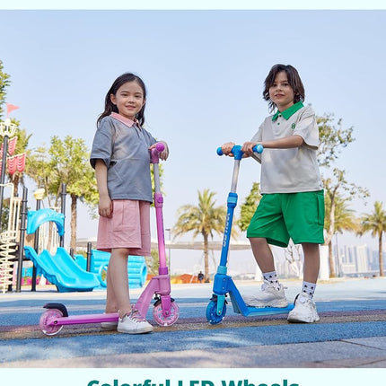Gotrax K03 Kick Scooter for Kids, 5" LED Lighted Wheels and Adjustable Handlebars, Lightweight Design and Anti-Slip Deck, Max Load 110 Lbs, Kids Scooter for Boys & Girls Ages 3+, Blue