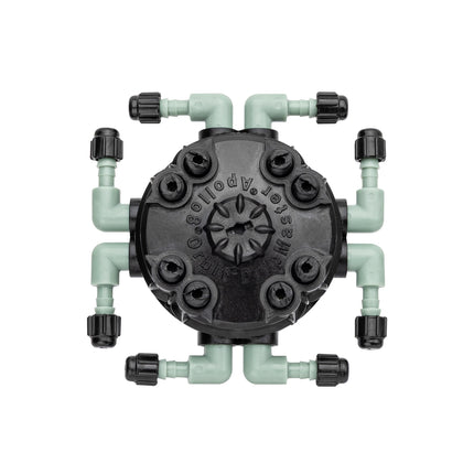 Orbit 61008 Colector de riego por goteo de 8 puertos de flujo ajustable para tubo de 1/4"