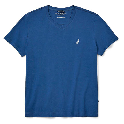 Nautica Men's Short Sleeve Solid Slim Fit V-Neck T-Shirt, Royal Blue, Large
