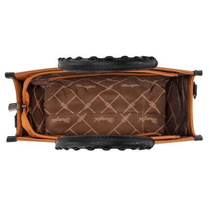 Sac à bandoulière tissé léopard Wrangler pour femme, petit marron miel avec sangle de guitare, taille unique