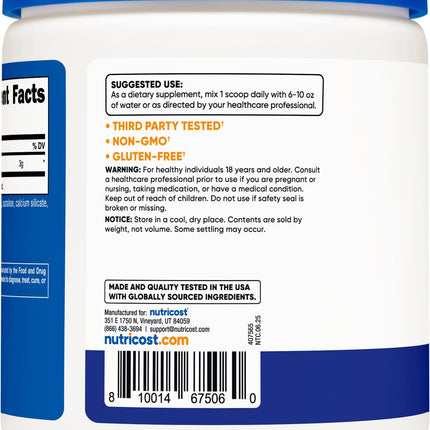 Nutricost L-Citrulina Malato 2:1 - 300 g - 3 g de L-Citrulina Malato por Porción, Sin Gluten, Sin OGM, Vegano (300 g, Frambuesa Azul)