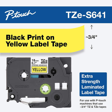 Brother TZe-S641 Label-Making Tape Black on Yellow
