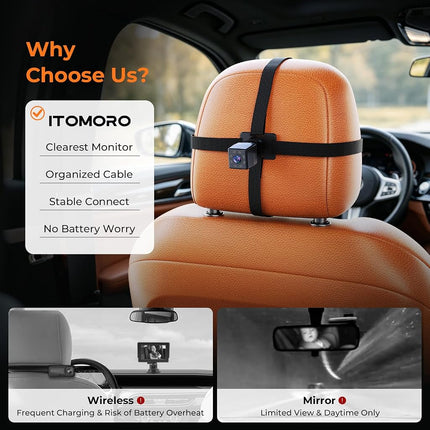 Itomoro Baby Car Mirror, Back Seat Baby Car Camera with HD Night Vision Function Display, Reusable Sucker Bracket, Wide View, 12V Cigarette Lighter, Easily Observe The Baby’s Move