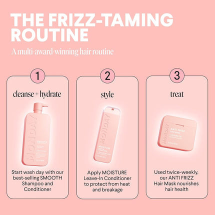 MONDAY HAIRCARE Smooth Conditioner, for Frizzy, Coarse, and Curly Hair, Made from Coconut Oil, Shea Butter, & Vitamin E, 100% Recyclable Bottles, Pink
