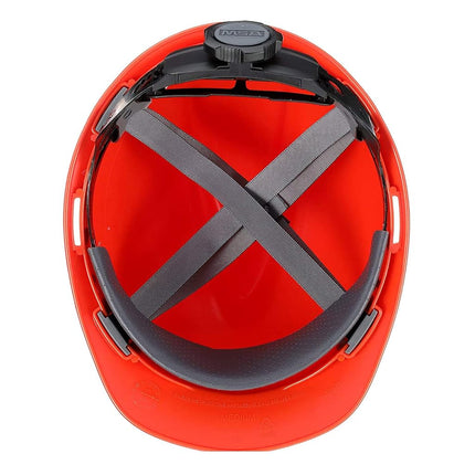 MSA 475361 V-Gard Cap Style Safety Hard Hat With Fas-Trac III Ratchet Suspension | Polyethylene Shell, Superior Impact Protection, Self Adjusting Crown-Straps Standard Size in Orange