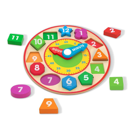 Melissa & Doug Shape Sorting Clock (Developmental Toy, Sturdy Wooden Construction, Develop Time-Telling Skills)