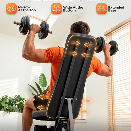 AIRHOP Upgraded Adjustable Weight Bench, Bench Press Full Body Workout, Quick Fold Space Saving, Workout Bench for Home Gym Strength Training