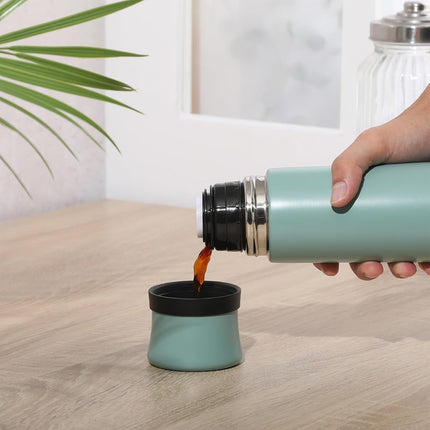 Mr. Coffee Silverleaf 23 oz Stainless Steel Thermal Bottle – Double Wall Vacuum Insulated Travel Mug with Leak-Proof Lid, Teal – Hot & Cold Beverage Flask for Work, Commute, or Camping