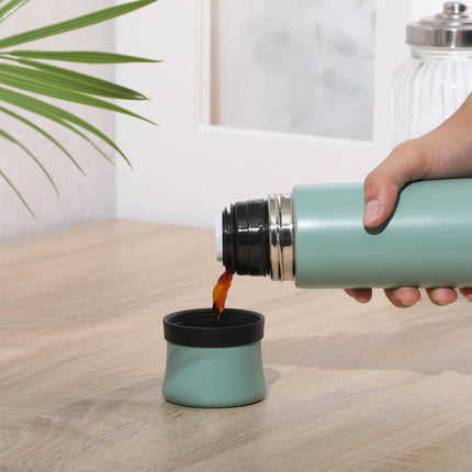 Mr. Coffee Silverleaf 23 oz Stainless Steel Thermal Bottle – Double Wall Vacuum Insulated Travel Mug with Leak-Proof Lid, Teal – Hot & Cold Beverage Flask for Work, Commute, or Camping