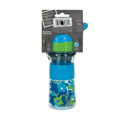 Gobelet antifuite avec bec souple Flip-It Nuby Thirsty Kids - 360 ml - 18 mois et plus - Aqua Camo - Essentiels pour la rentrée des classes