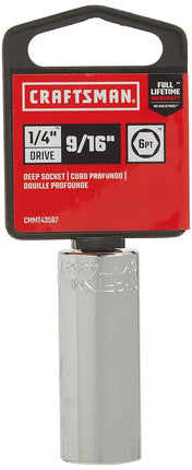 CRAFTSMAN Deep Socket, SAE, 1/4-Inch Drive, 9/16-Inch, 6-Point (CMMT43587),Full Polish