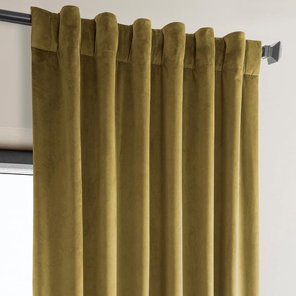 HPD Half Price Drapes Heritage Plush Velvet Curtains 108 Inches Long Room Darkening Curtains for Bedroom & Living Room 50W x 108L, (1 Panel), Peat Green
