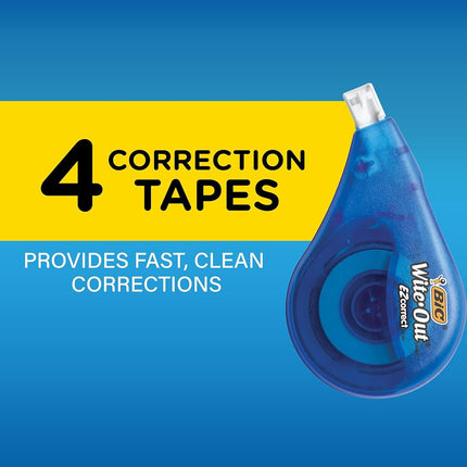 BIC WOTAPP418 EZ Correct Wite-Out Correction Tape, Multi-Colour