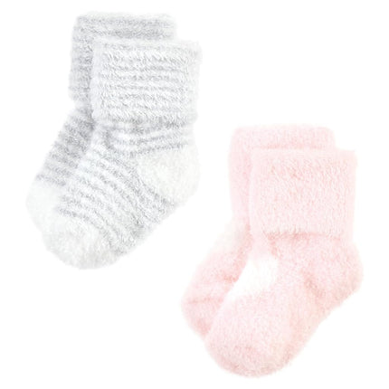 Hudson Baby Calcetines de Felpa y Algodón para Bebés Unisex, Corazón Rosa, 6-12 Meses
