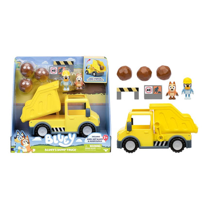 Bluey Dump Truck, With Load and Unload Feature, Get Some Work Done With Exclusive Hard-Hat and Muddy Bingo,