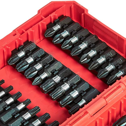 Amazon Basics 42-Piece Impact Screwdriver Bit Set, Phillips Slotted Torx, S2 Steel, 1/4-Inch Magnetic Bit Holder, 3/8-Inch Socket Adapter, with Storage Case