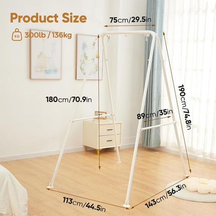SELFLA Foldable Hammock Stand, Portable Hammock Chair Stand, 300 lbs Capacity, Heavy Duty Folding Hammock Frame for Indoor or Outdoor, Easy to Assemble & Store (Hammock Chair not Included) - White