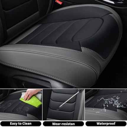 FLORICH Seat Covers Full Set,Leather Seat Covers, Front and Rear Seat Covers 5 Seats, Waterproof Car Seat Cushion Protector Accessories for Sedan SUV Pick-up Truck(Gray&Black, Full Set)