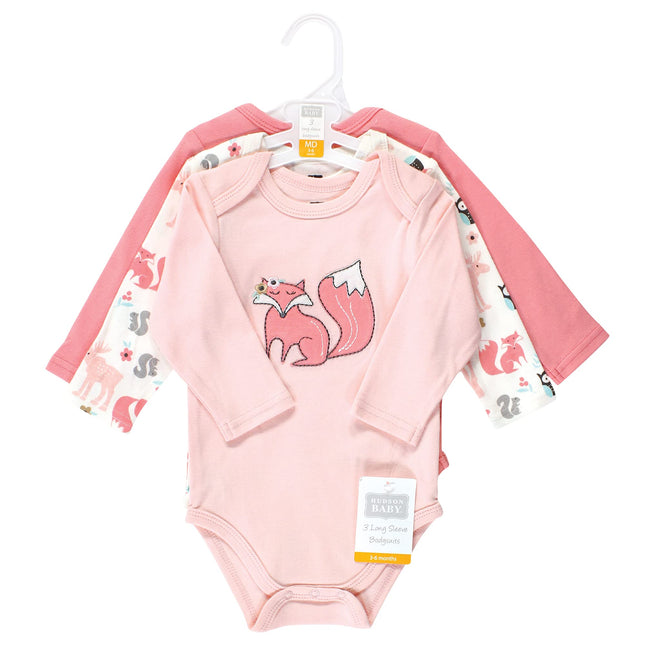Hudson Baby unisex-baby Cotton Long-sleeve Bodysuits, Orest Girl, 9-12 Months