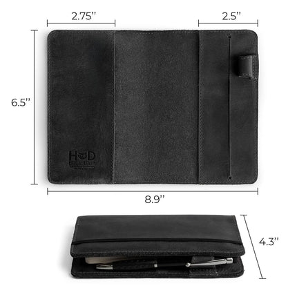 Hide & Drink, Rustic Cover for Leuchtturm A6 Hardcover Notebook (3.6 x 5.9 in. Notebook Not Included) Full Grain Leather, Handmade (Charcoal Black)