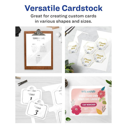 Avery Printable Rectangle Cardstock, 8.5" x 11", Glossy White Cardstock, Laser/Inkjet Cards, 10 Total