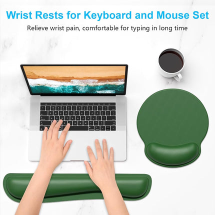 Dapesuom Keyboard Wrist Rest and Mouse Pad with Wrist Support, Cute Memory Foam Cushion for Keyboard and Mouse Set, Ergonomic Pad Rests with Non Slip Base for Easy Typing & Pain Relief, Forest Green