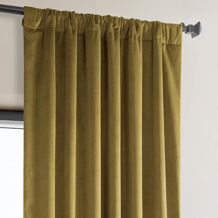 HPD Half Price Drapes Heritage Plush Velvet Curtains 108 Inches Long Room Darkening Curtains for Bedroom & Living Room 50W x 108L, (1 Panel), Peat Green