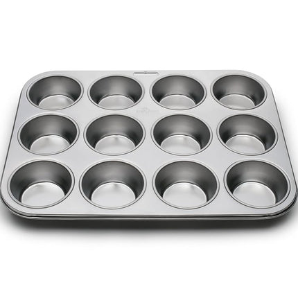 Fox Run 4868 Muffin Pan, 12 Cup, Stainless Steel