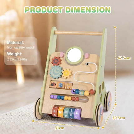 LOL-FUN Wooden Baby Walker for Toddlers 12 Months Push Along Toys