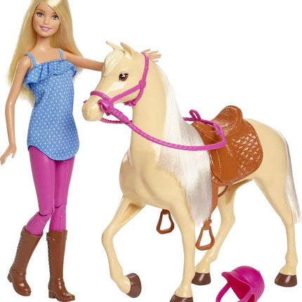 Barbie Playet with Blonde Fashion Doll in Riding O