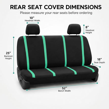 FH Group Car Seat Covers Rear Set Cloth - Car Seat Covers with Removable Headrest,Universal Fit,Automotive SeatCovers,Washable Car SeatCover for SUV,Sedan,Van Mint