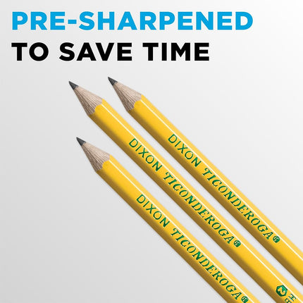 Ticonderoga Dixon Wood-Cased 2HB Pencils, Pre-Sharpened, Box of 30, Yellow (13830)